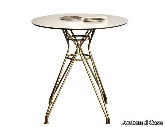 VINCENT - Round steel and wood garden table _ Bontempi Casa