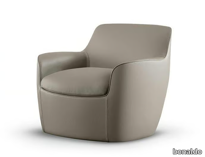 KITAI - Upholstered leather armchair with armrests _ Bonaldo