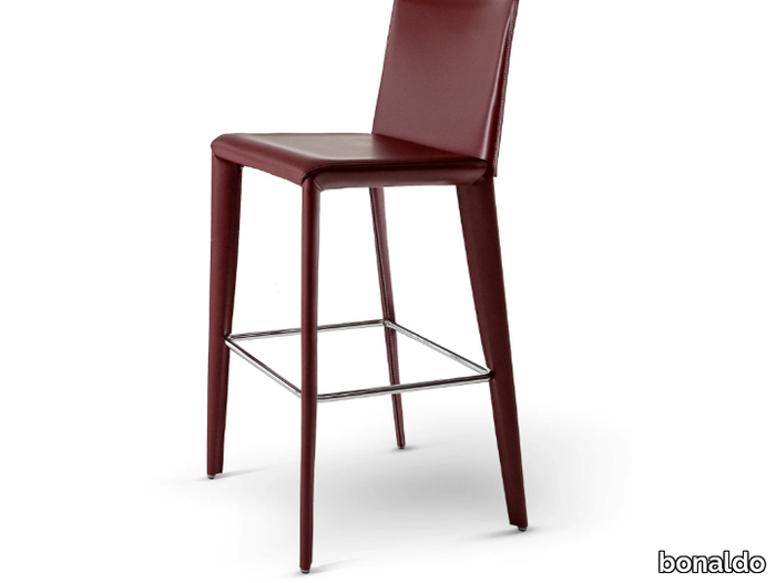 FILLY TOO - Upholstered leather stool with footrest _ Bonaldo