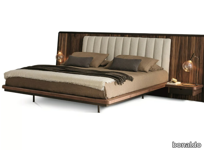 NELSON L - Walnut double bed with integrated nightstands _ Bonaldo