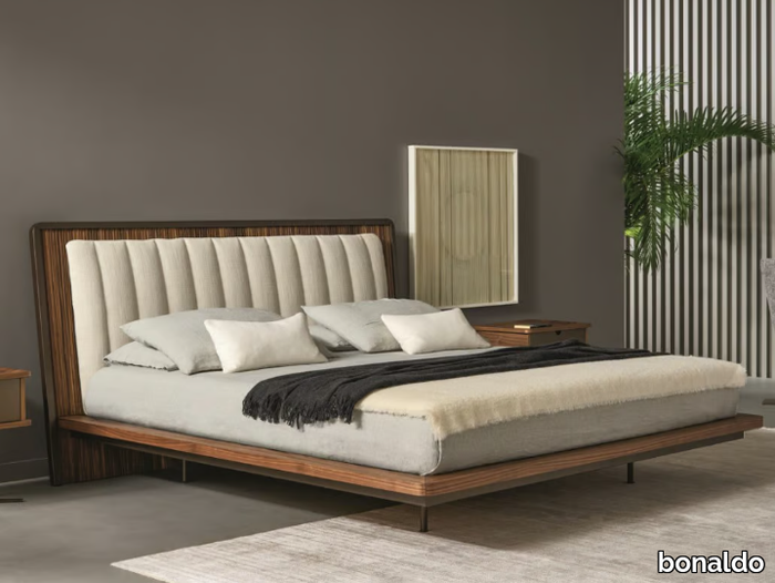 NELSON - Walnut double bed with upholstered headboard _ Bonaldo