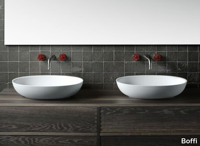 FISHER ISLAND - Design countertop oval Cristalplant® washbasin _ Boffi