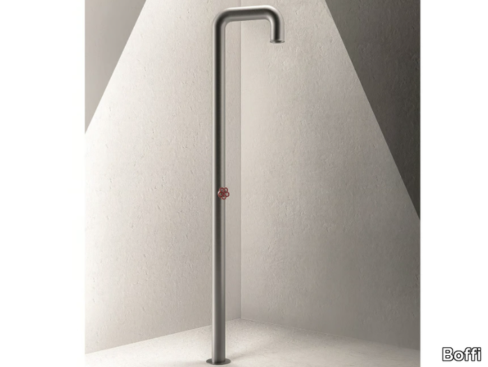 PIPE - Floor standing brushed steel shower panel _ Boffi