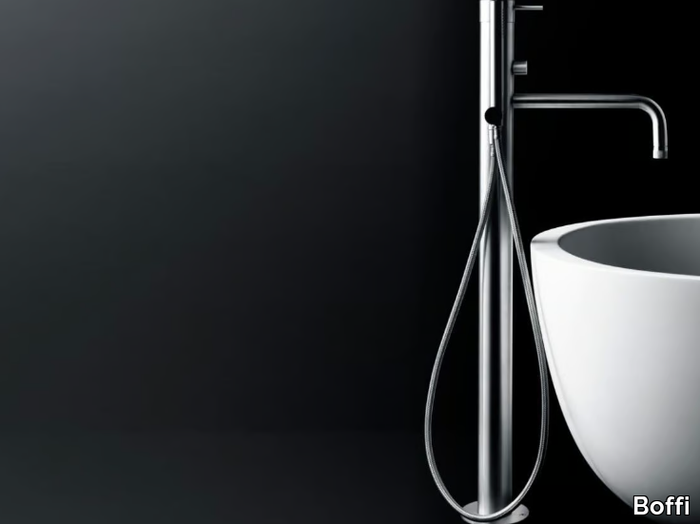 MINIMAL - Floor standing bathtub mixer with diverter _ Boffi