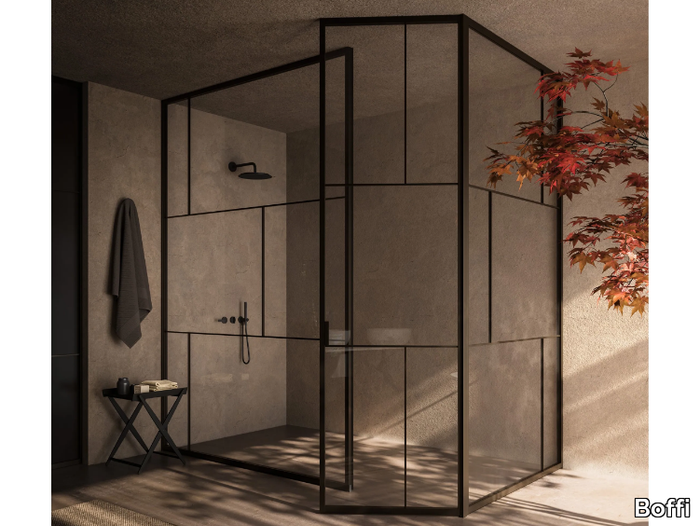 CASE 5.0 - Rectangular glass shower cabin with hinged door _ Boffi