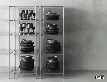 WORKS 2014 - Glass and Stainless Steel shelving unit _ Boffi