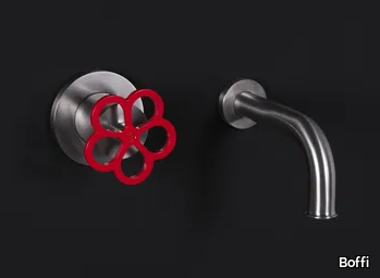 PIPE - Wall-mounted brushed steel bathtub tap _ Boffi