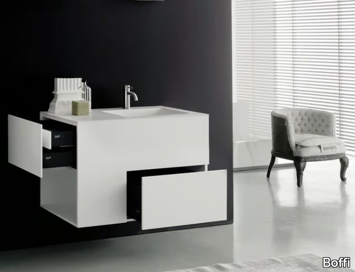 QUADTWO - Wall-mounted washbasin with drawers _ Boffi