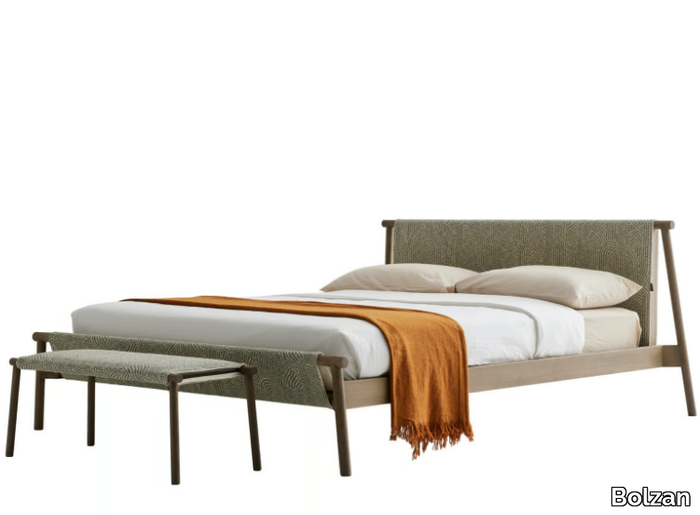 JACK-E - Double bed with fabric and wooden structure _ Bolzan