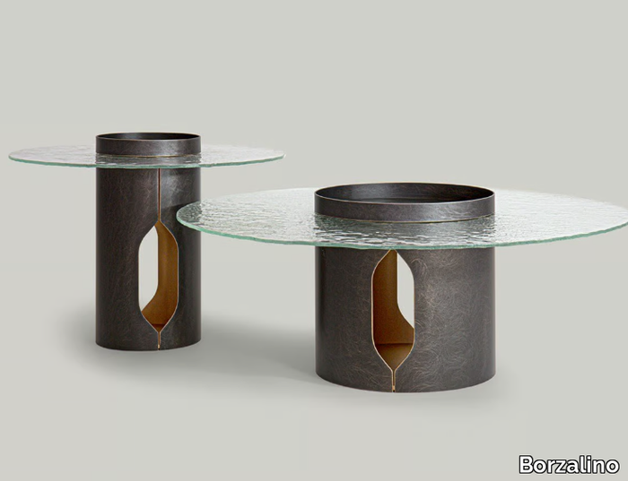 ALISO - Round wood and glass coffee table _ Borzalino