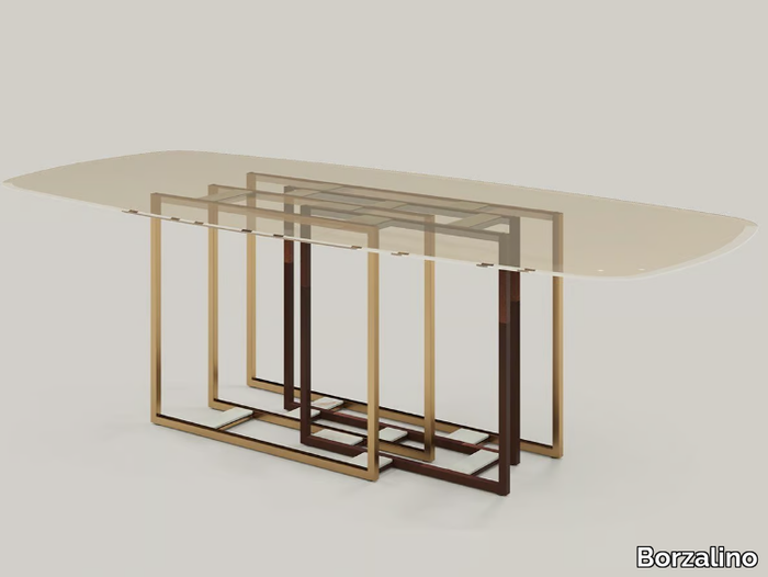 DORIAN - Glass table with metal base _ Borzalino