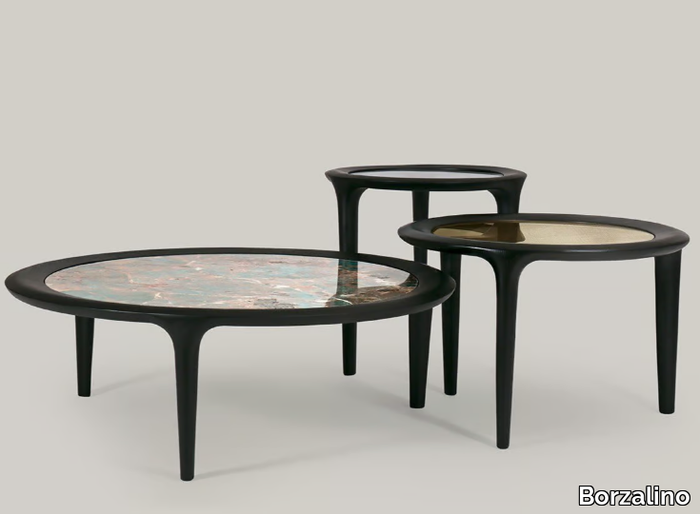 GODOT - Round coffee table with solid wood base and marble top _ Borzalino