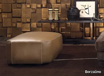 FRANKLIN - Upholstered leather pouf _ Borzalino