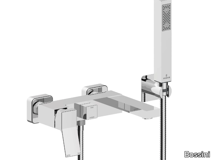 AKI - Chromed brass bathtub mixer with hand shower _ Bossini