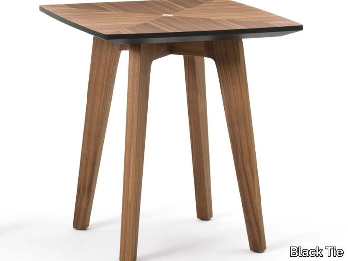 TOMMI - Square walnut high side table _ Black Tie