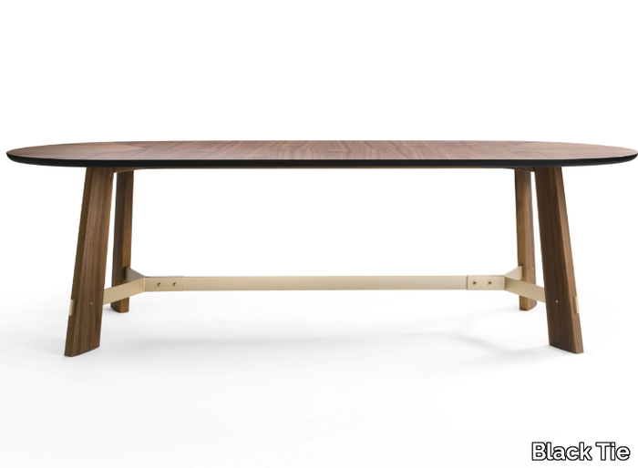 EDISON - Oval MDF and walnut table _ Black Tie