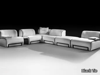 BAMBOO - Corner sectional fabric sofa _ Black Tie