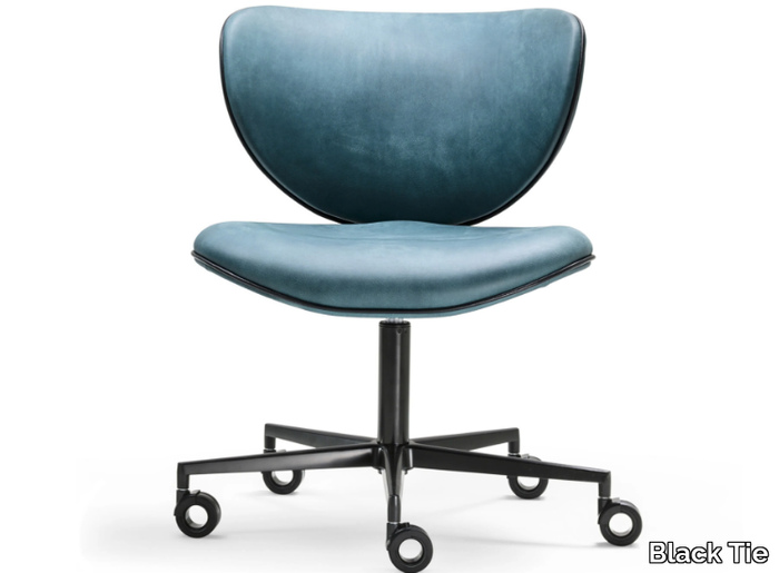 KALIDA OFFICE - Leather office chair with castors _ Black Tie