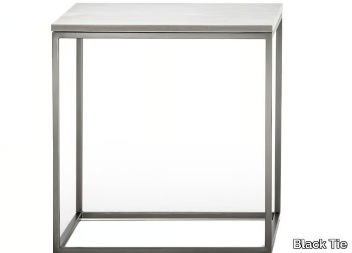 PABLO - Calacatta Oro marble and metal high side table _ Black Tie