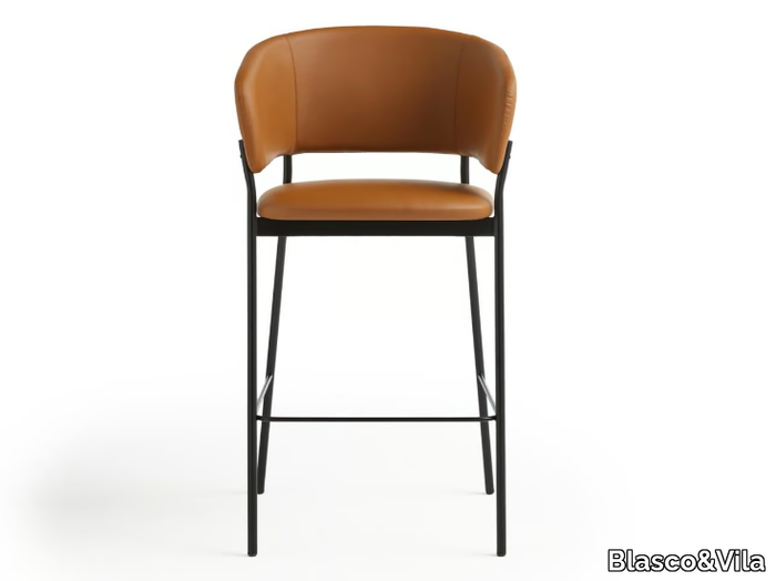 RC METAL - High leather stool with armrests _ Blasco&Vila