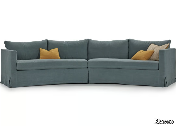 DAVIS - Curved 4 seater linen sofa _ Blasco