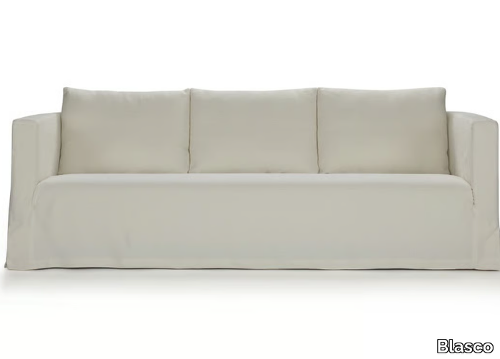 FRANK - 3 seater chenille sofa with castors _ Blasco