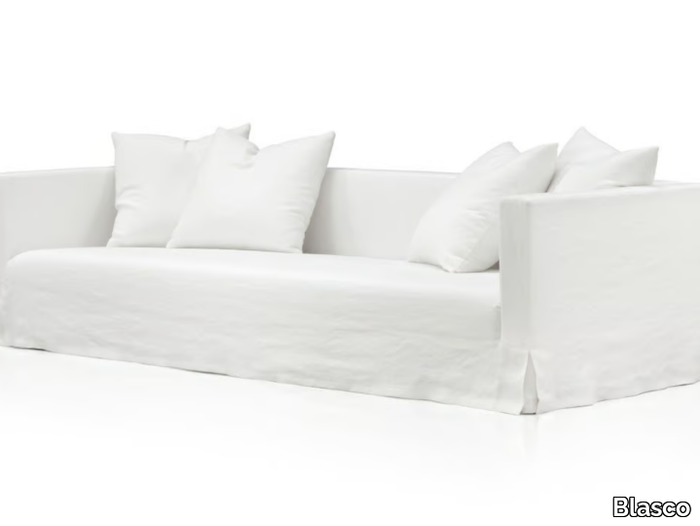 PAUL - 3 seater linen sofa with castors _ Blasco