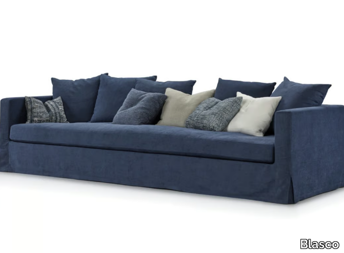 PIET - 4 seater chenille sofa with castors _ Blasco