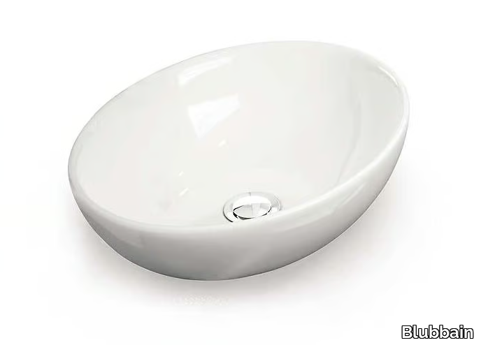 COZY - Oval countertop ceramic washbasin _ Blubbain