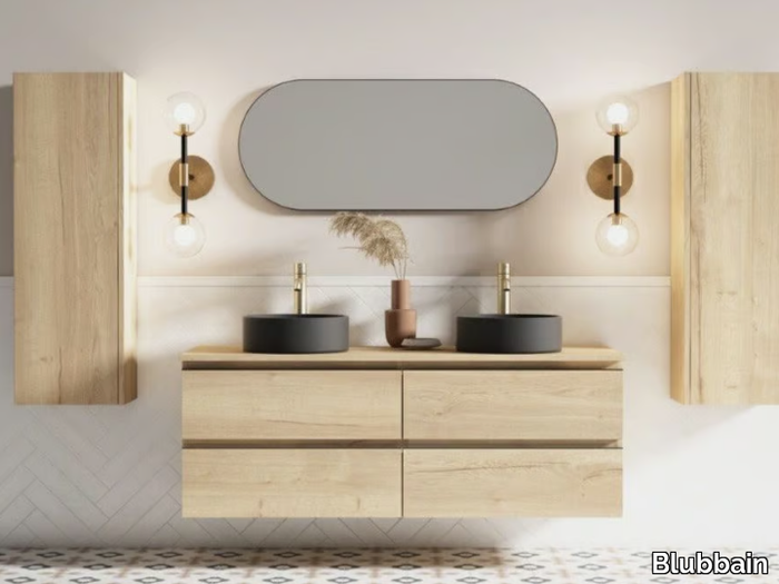 KLIMT 01 - Wall-mounted vanity unit with drawers _ Blubbain