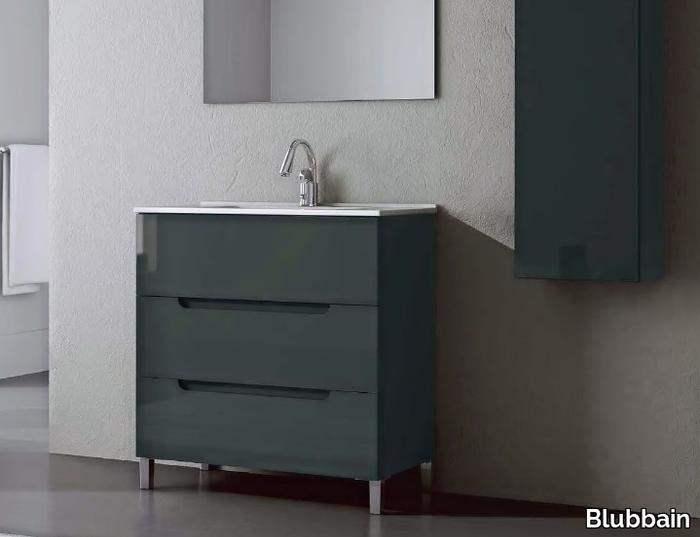 SET CLOE - Single floor-standing vanity unit with drawers _ Blubbain