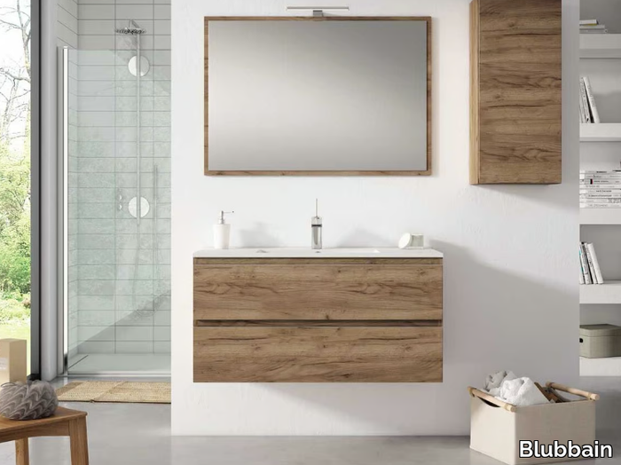 SET KLIMT 08 - Wall-mounted vanity unit with integrated washbasin _ Blubbain