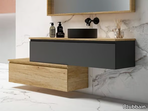 VIOLETTA 01 - Wall-mounted vanity unit with drawers _ Blubbain