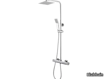 FRIDA SQUARE - Thermostatic wall-mounted shower panel with hand shower _ Blubbain