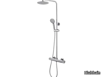 FRIDA ROUND - Wall-mounted thermostatic shower panel with hand shower _ Blubbain