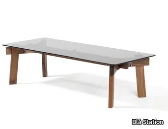 SIZE - Low rectangular wood and glass coffee table _ Blå Station