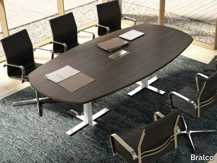 WINGLET - Melamine-faced chipboard meeting table with cable management _ Bralco