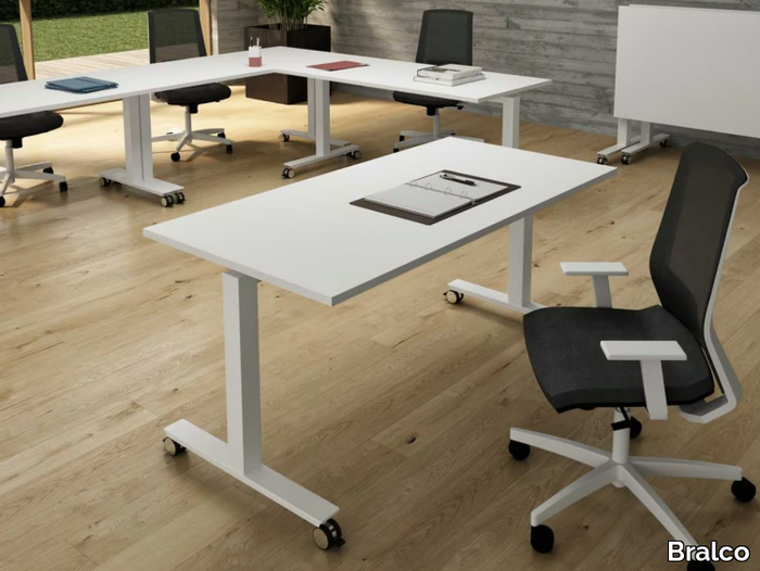 WINGLET - Melamine-faced chipboard office desk with flip-top with casters _ Bralco