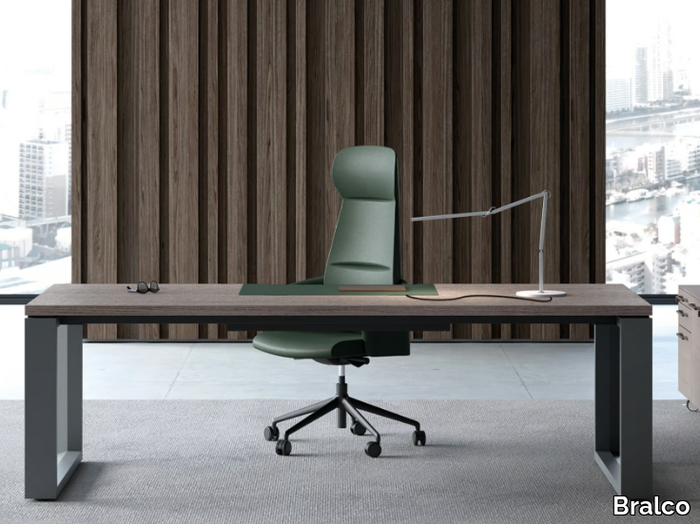 ARCHE - Tanned leather office desk with shelves _ Bralco