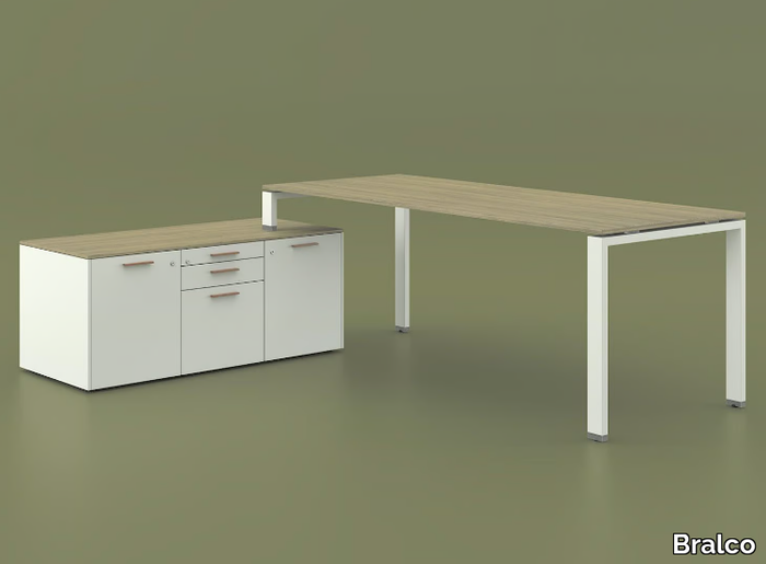 GLIDER - Rectangular office desk with shelves _ Bralco