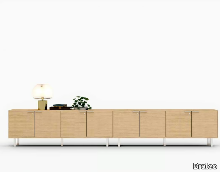 LOOPY - Modular oak office storage unit with hinged doors _ Bralco