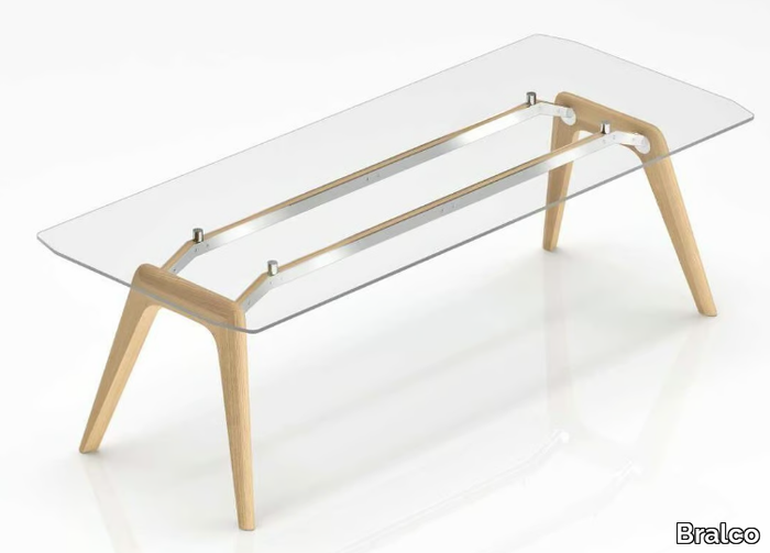 RAIL - Rectangular glass executive desk _ Bralco