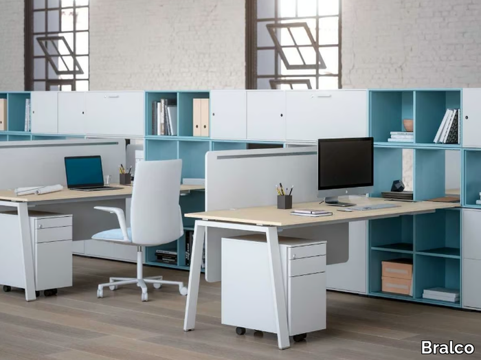 TAKE OFF - Multiple wooden office desk with shelves _ Bralco