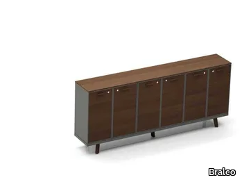 RAIL - Oak office storage unit with hinged doors with lock _ Bralco