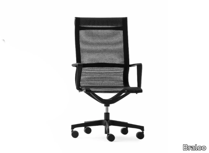 MOMA - Height-adjustable mesh office chair with 5-Spoke base _ Bralco