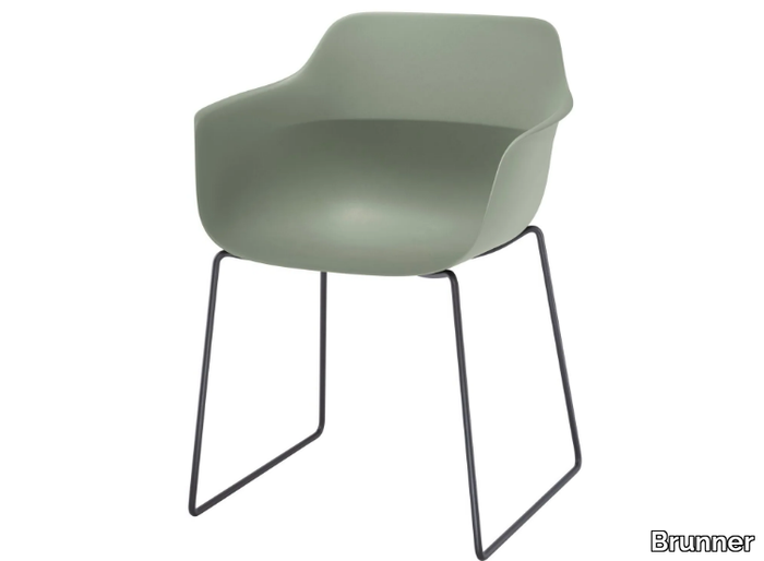 CRONA LIGHT ECO - Shell chair with sled-base frame and armrests _ Brunner