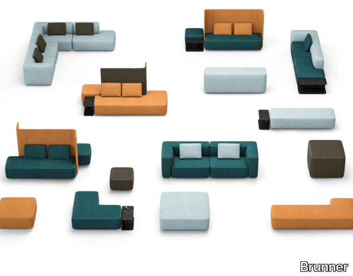 PADS - Modular fabric bench seating _ Brunner