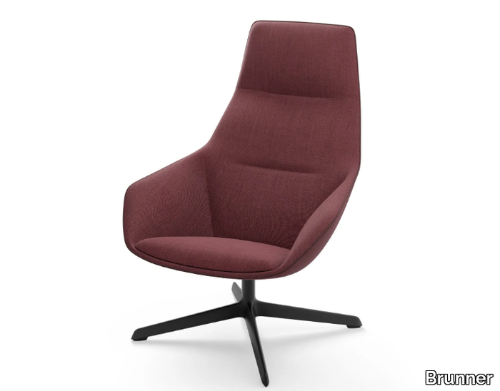 RAY SOFT LOUNGE - High-back swivel lounge chair with 4-spoke base _ Brunner