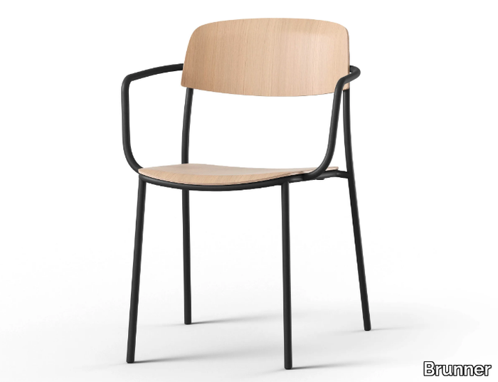 NATE S - Steel chair with armrests _ Brunner