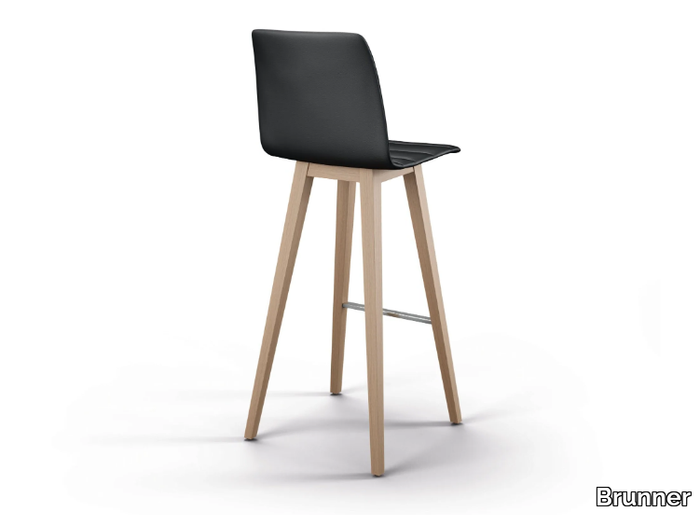 FINA BAR - High upholstered leather stool with back _ Brunner